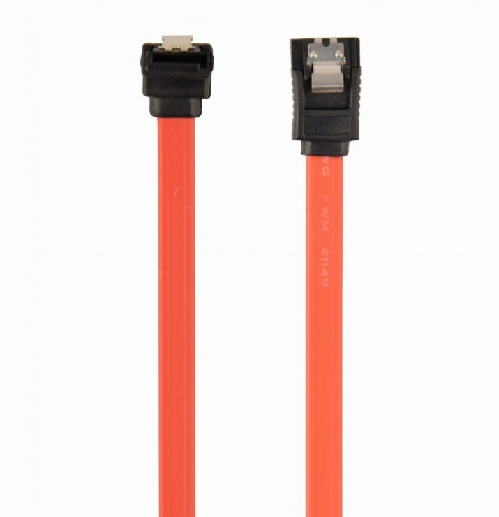 Cablu de date SATA III drept/unghi 10cm Rosu, Gembird CC-SATAM-DATA90-0.1M
